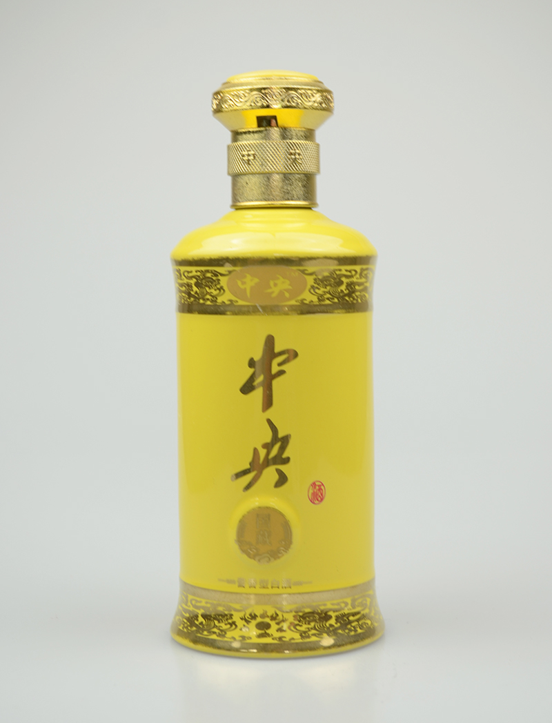 中央噴釉烤花玻璃酒瓶